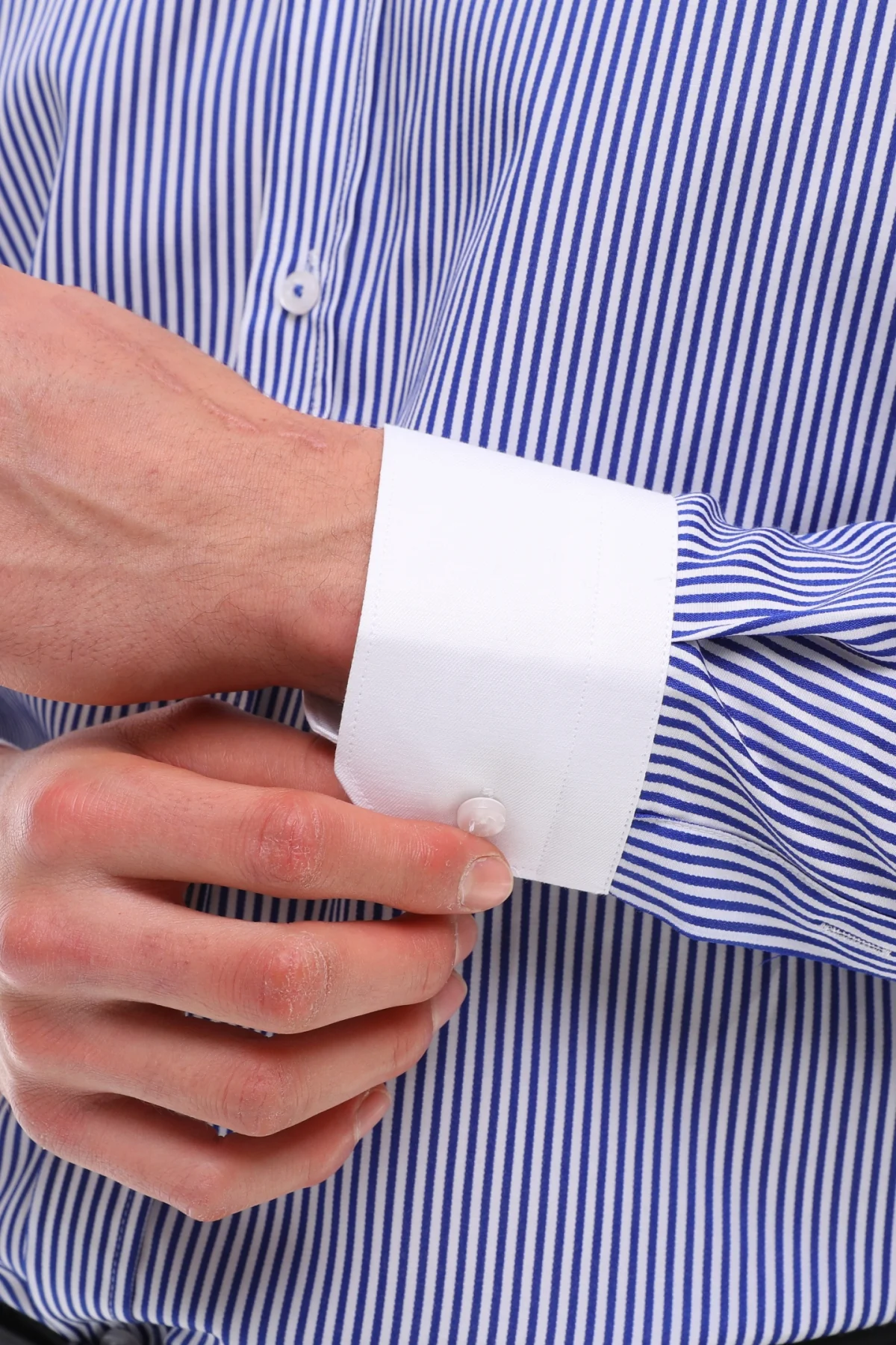 ICONIC BLUE STRIPE - Blue Stripe With White Collar Shirt