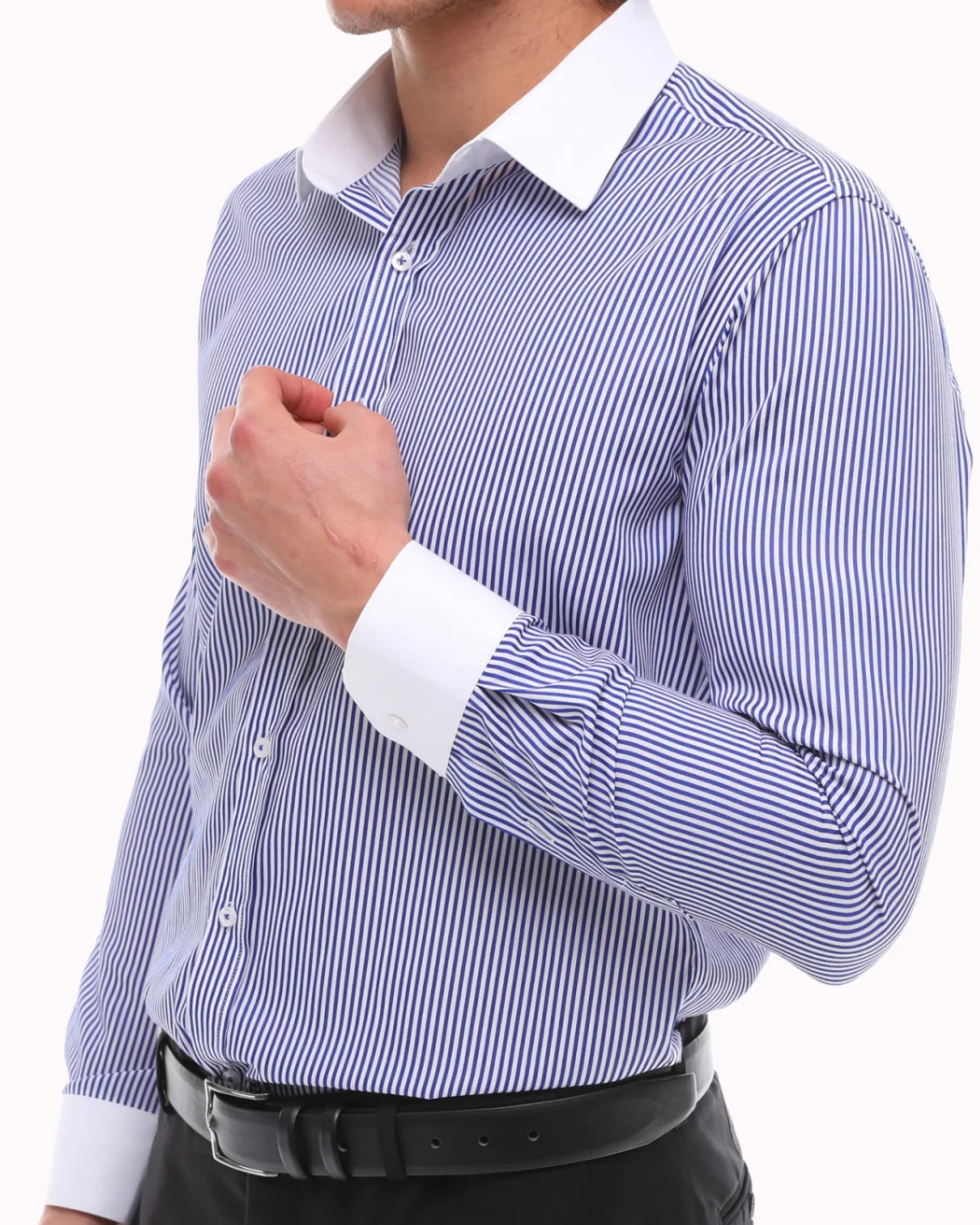 ICONIC BLUE STRIPE - Blue Stripe With White Collar Shirt