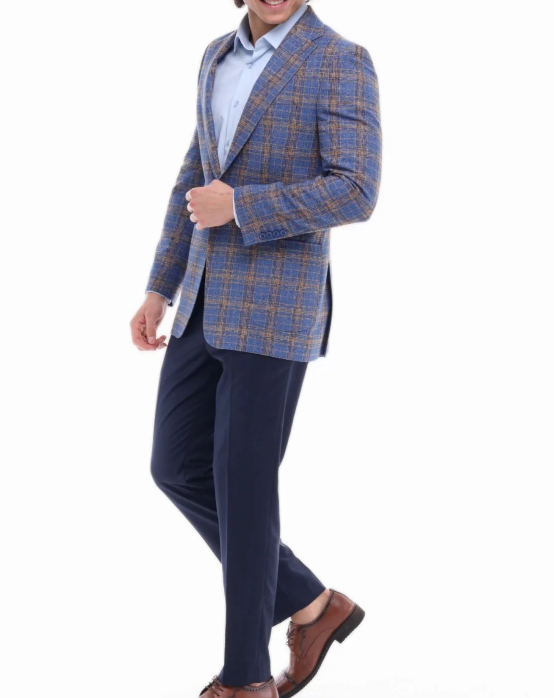 ICONIC STUNNING - Blue & Brown Check Blazer