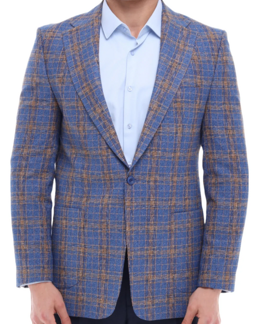 ICONIC STUNNING - Blue & Brown Check Blazer