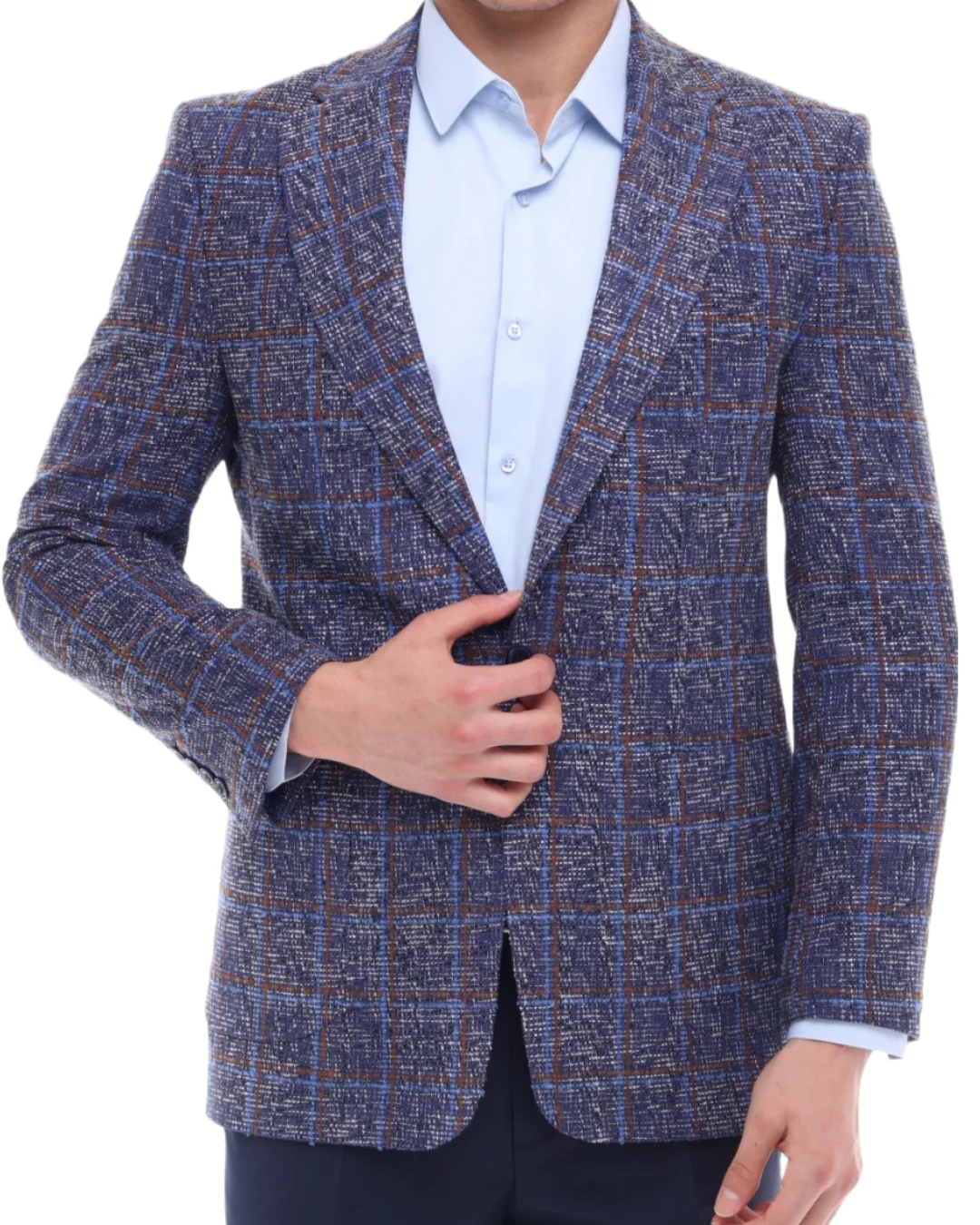 ICONIC CAPTIVATED - Blue & Purple Tweed Check Blazer