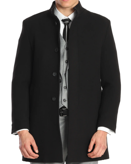 BARRON OVERCOAT - Black Pure Wool By BARRON, Italy