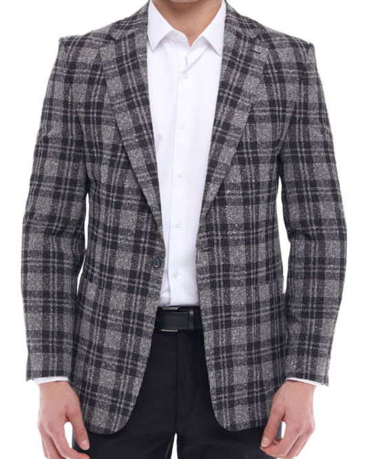 ICONIC POSHER - Grey & Black Check Blazer