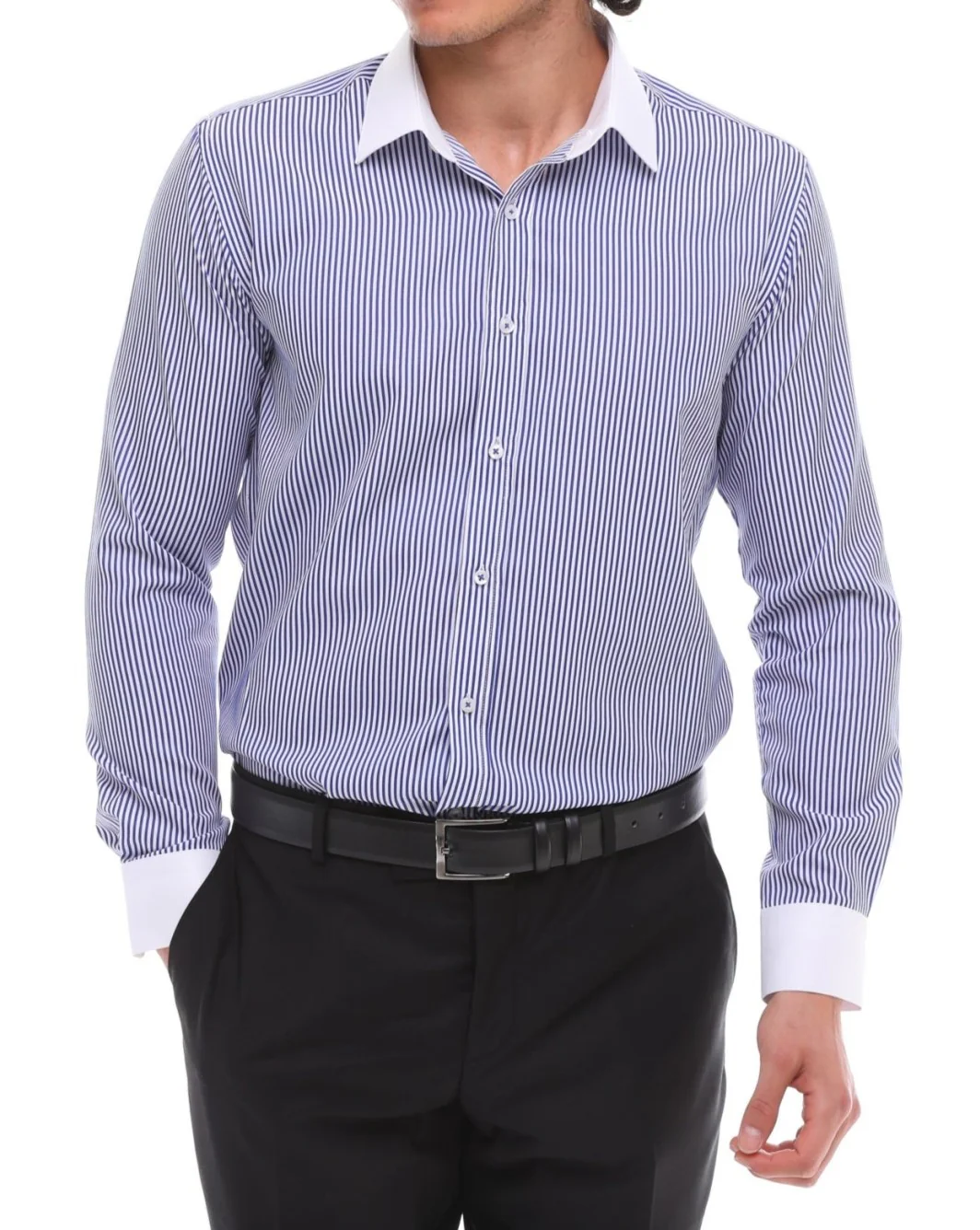 ICONIC BLUE STRIPE - Blue Stripe With White Collar Shirt