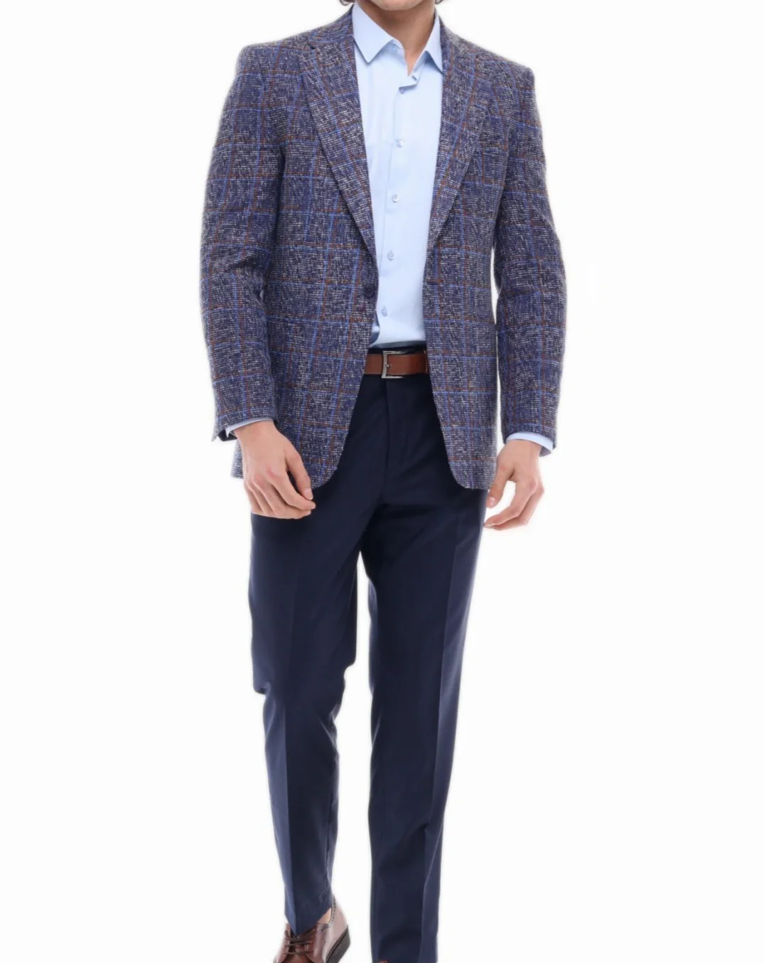 ICONIC CAPTIVATED - Blue & Purple Tweed Check Blazer